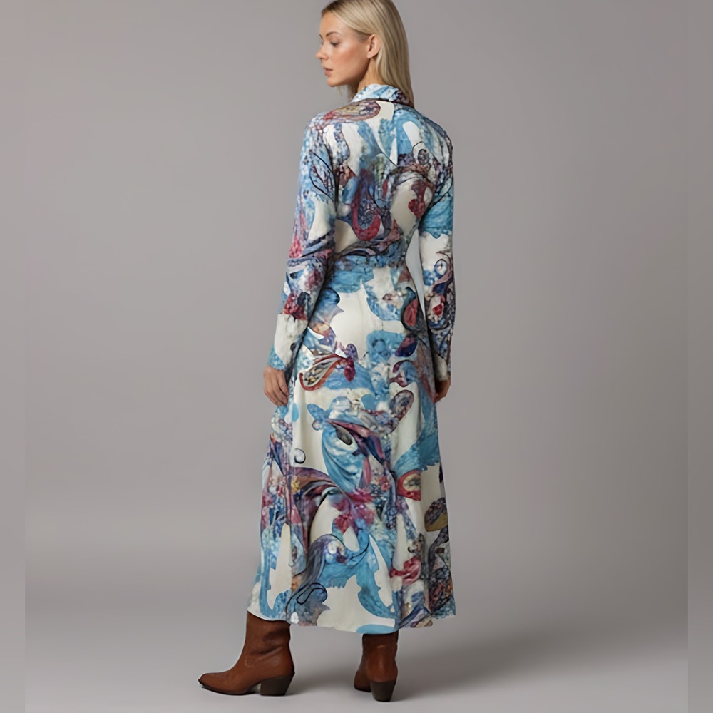 Paisley Print Knot Side Wrap Dress - Picture 4 of 6